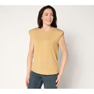 Me by Jennie Garth Women's Top Sz XS Harbor Yarn Dye Stripe Tee Yellow A682096